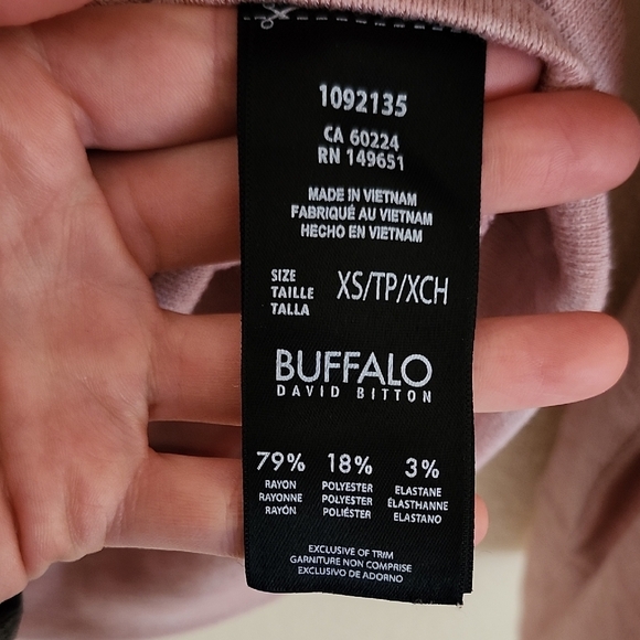 Buffalo David Bitton Pink Long Sleeve Crew Neck Sweatshirt - Picture 3 of 8